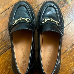 Black Leather Madewell Loafers, Sz 6